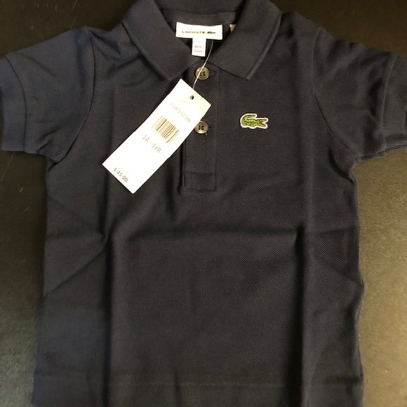 LACOSTE SHORT SLEEVE CLASSIC POLO SHIRT - US LITTLE BOYS 1YR - NAVY - Picture 2 of 3